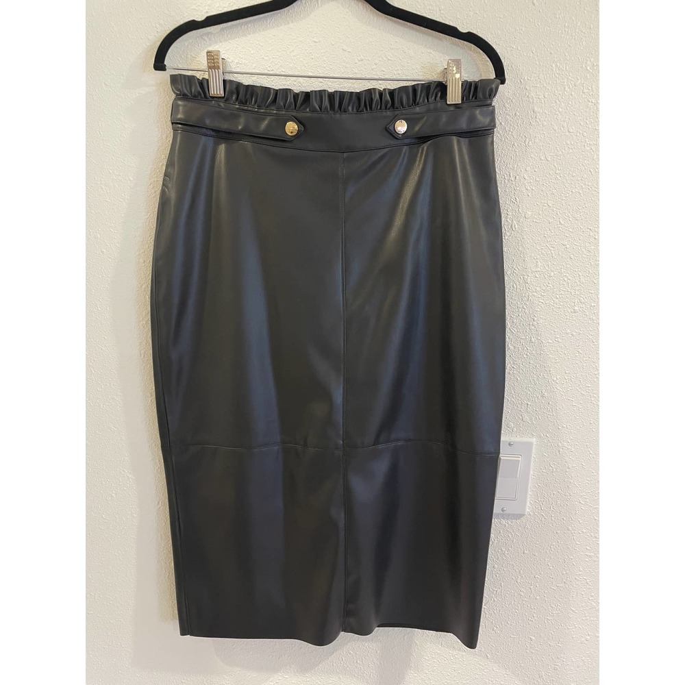 Zara Black Faux Zara Faux Leather Pencil Skirt size L
